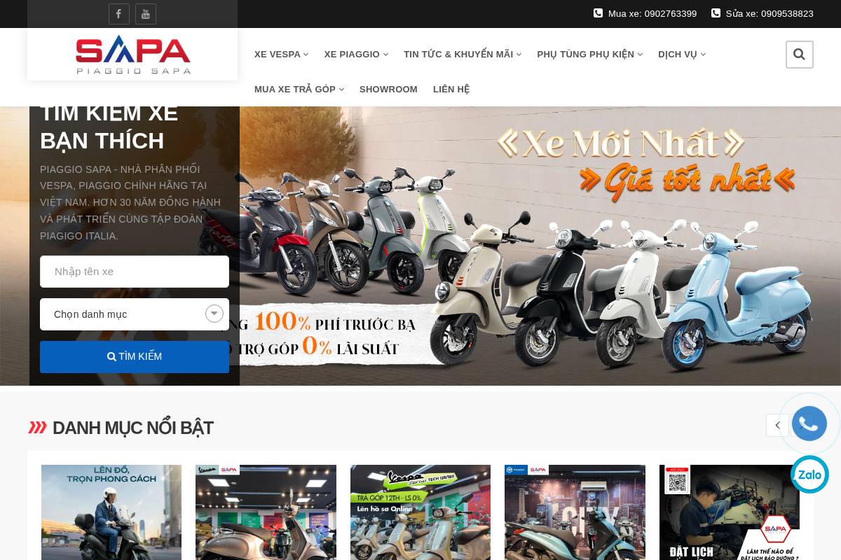 piaggiosapa.vn homepage screenshot
