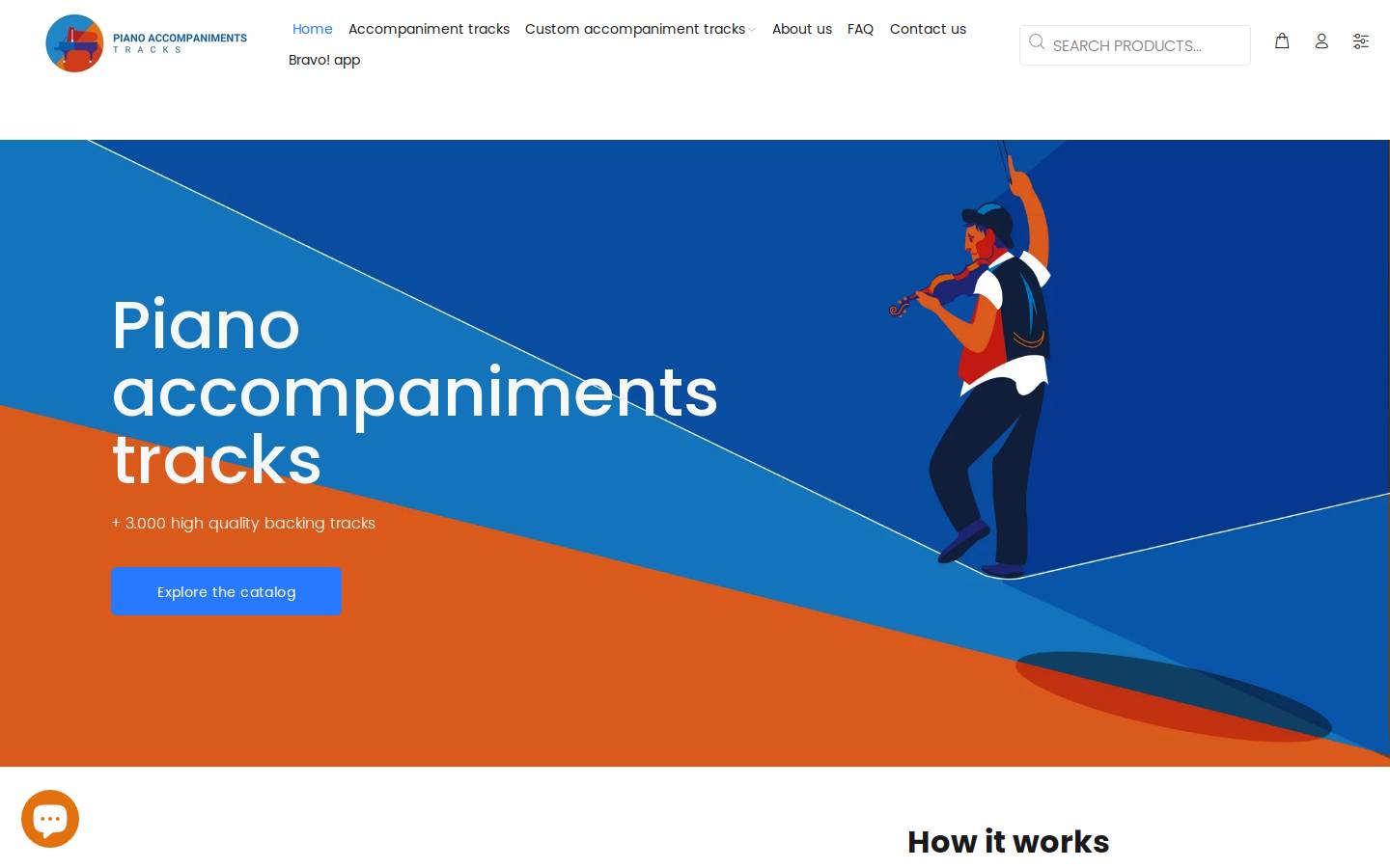 pianoaccompanimentstracks.com homepage screenshot