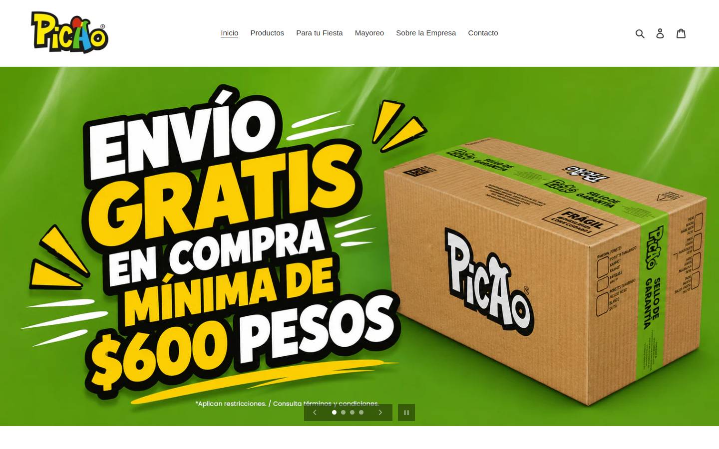 picaoalimentos.com homepage screenshot