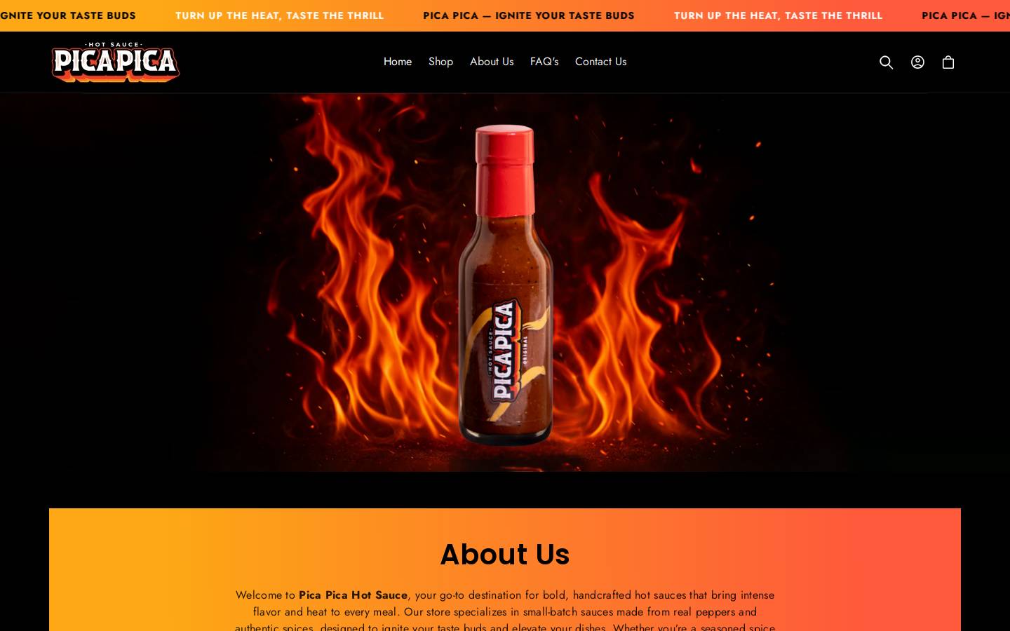 picapicahotsauce.com homepage screenshot