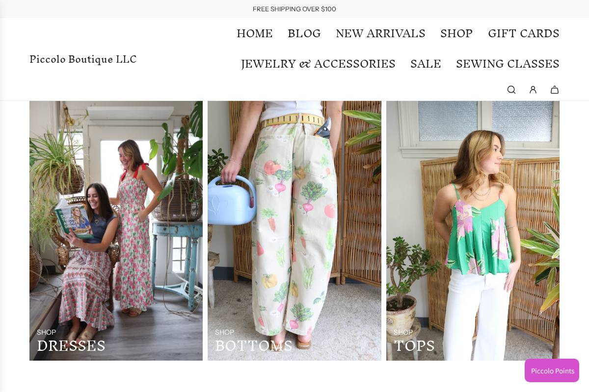 piccolo-boutique.com homepage screenshot