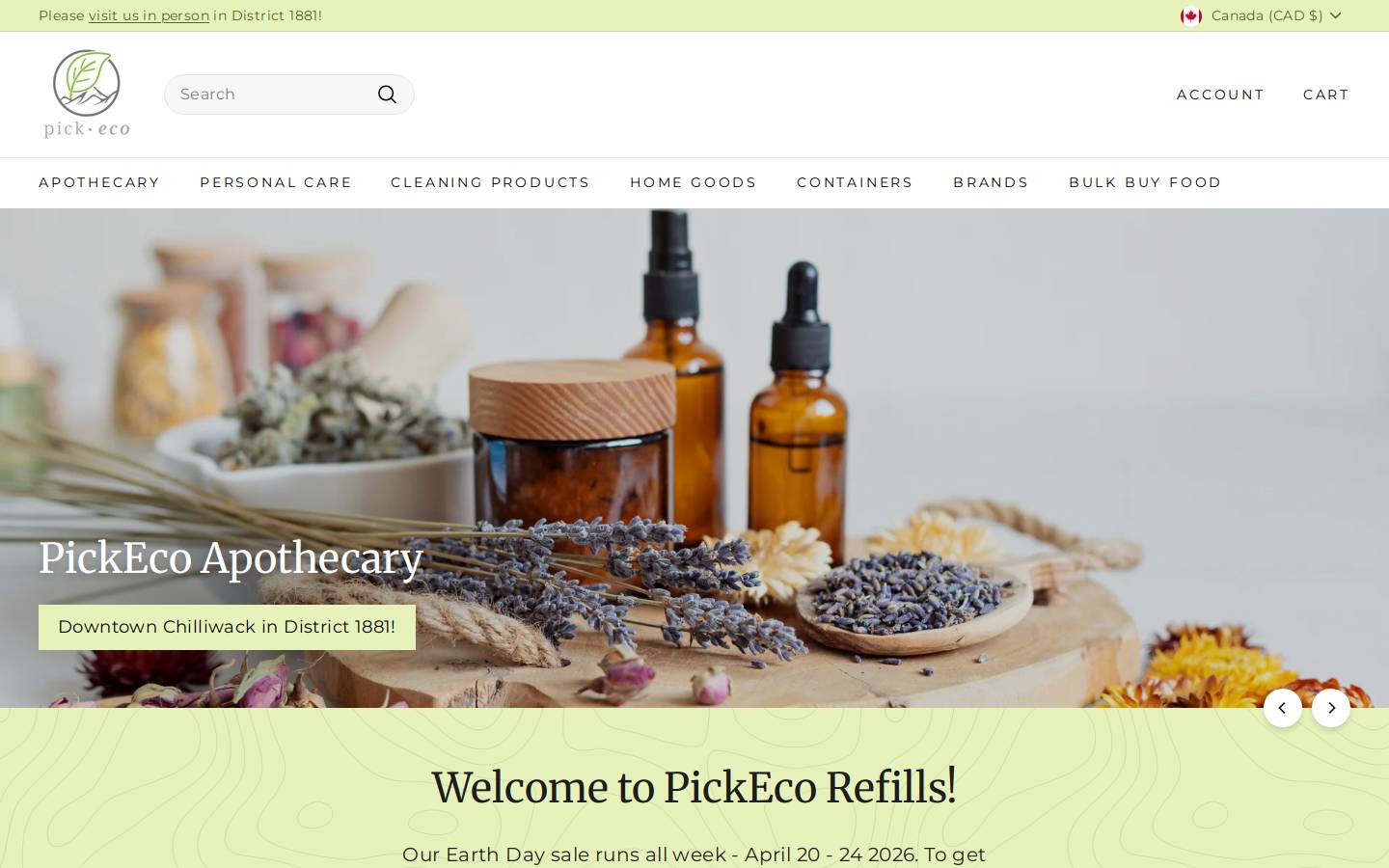 pickeco.ca homepage screenshot