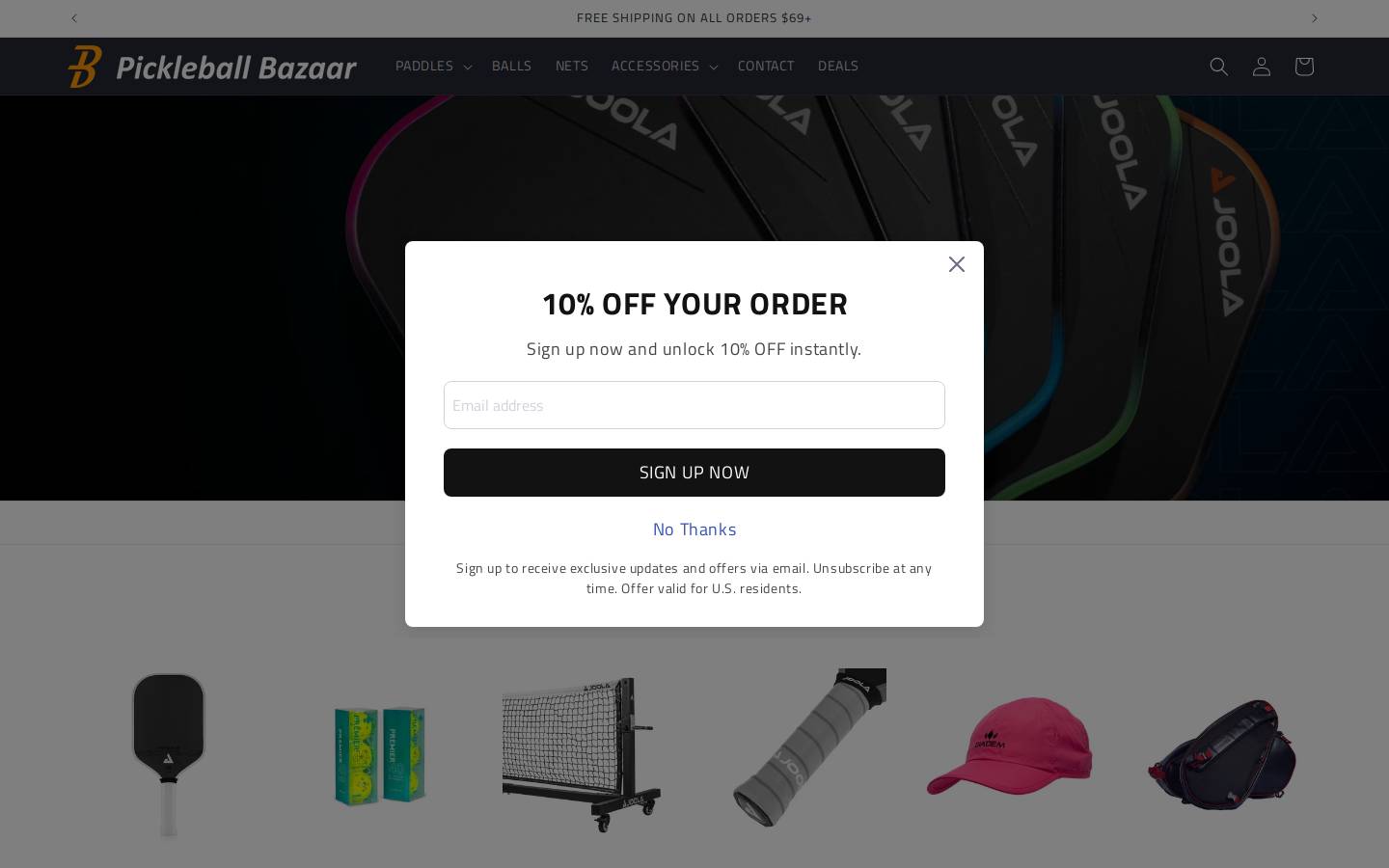 pickleballbazaar.com homepage screenshot