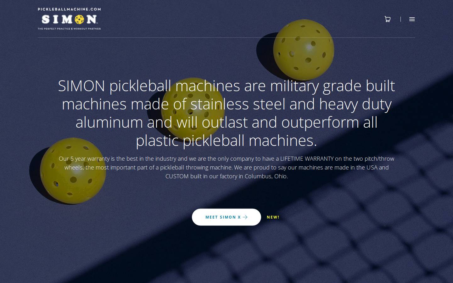 pickleballmachine.com homepage screenshot