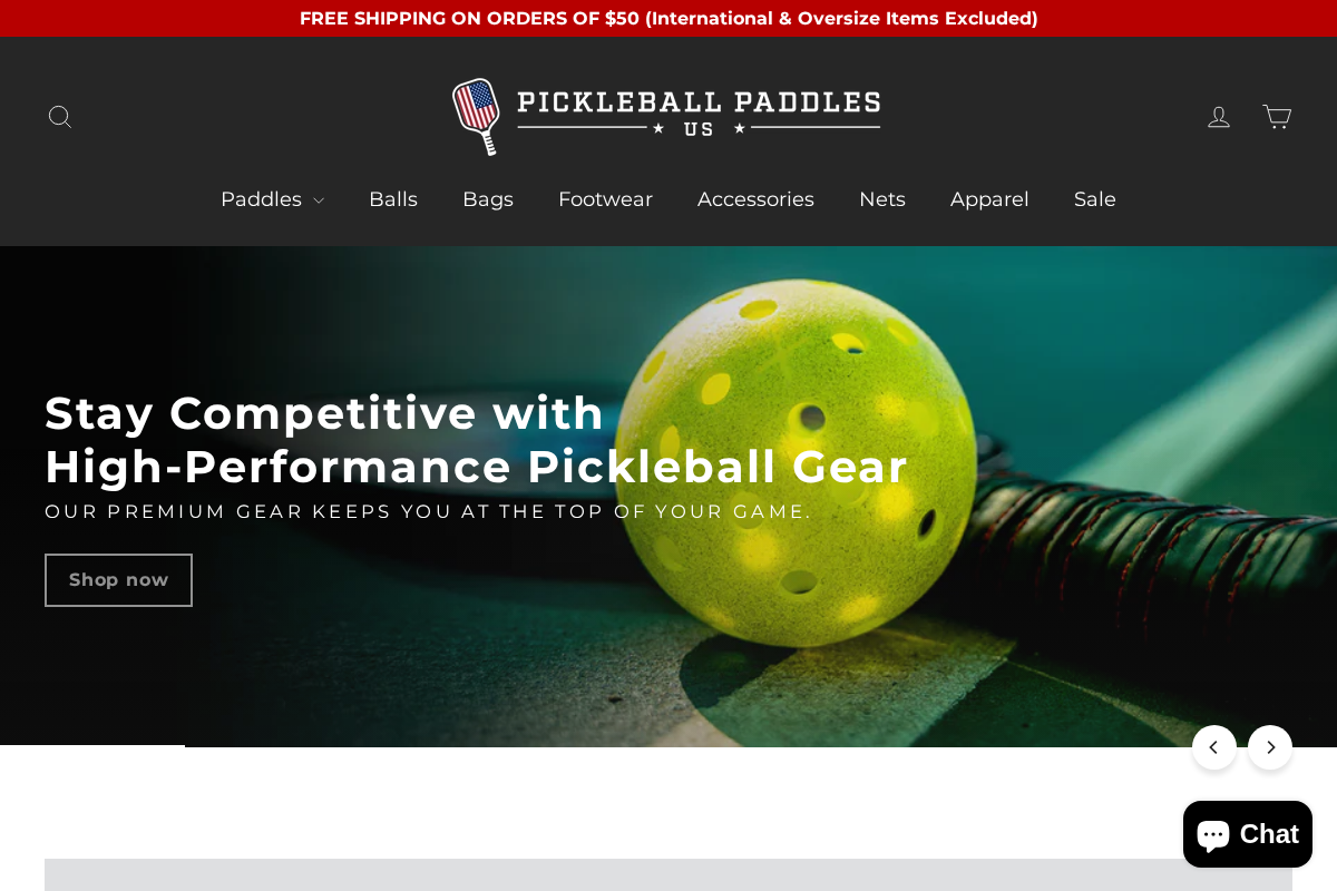 pickleballpaddlesus.com homepage screenshot