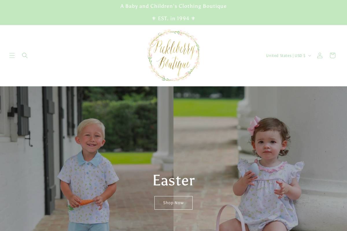 pickleberryboutique.com homepage screenshot