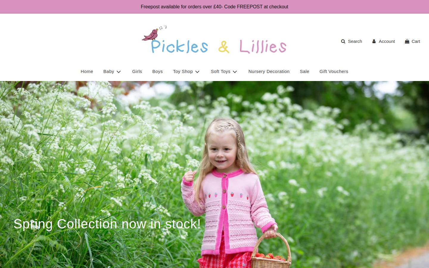 picklesandlillies.co.uk homepage screenshot