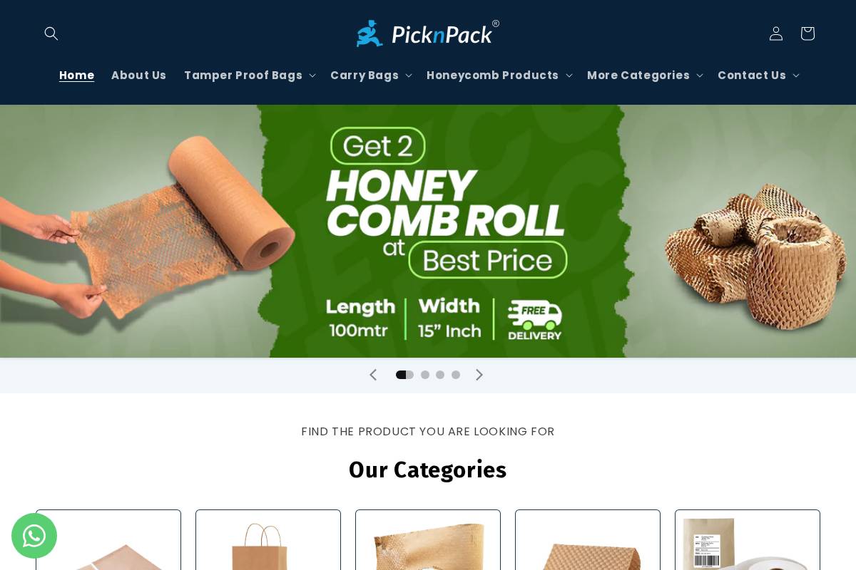 picknpackindia.in homepage screenshot