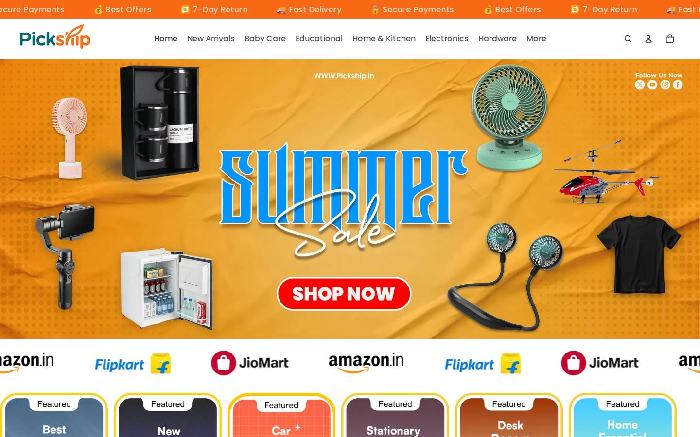 pickship.in homepage screenshot