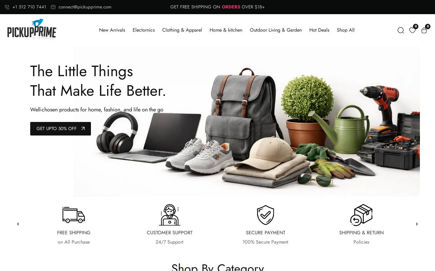 pickupprime.com homepage screenshot