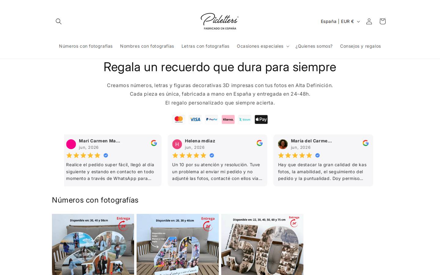 Picletters homepage screenshot