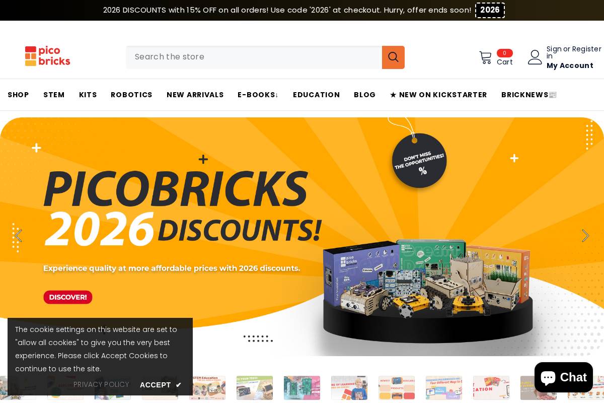 Picobricks homepage screenshot