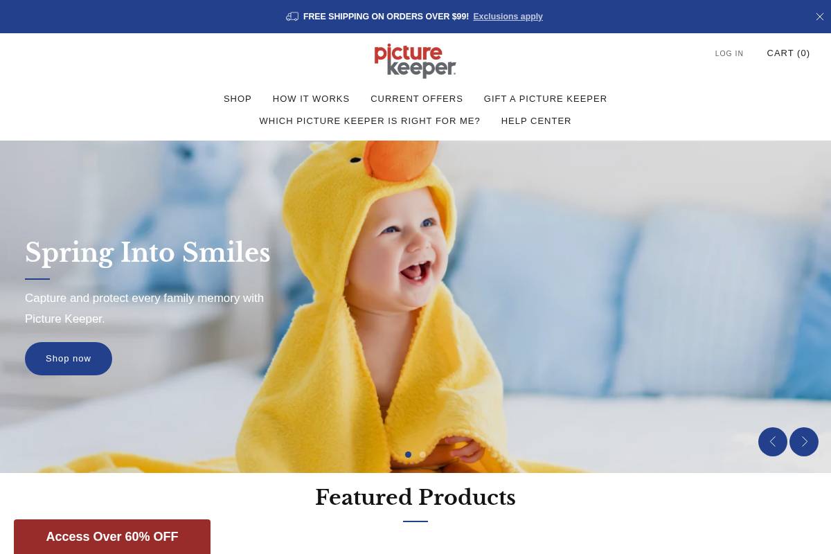 Picturekeeper homepage screenshot