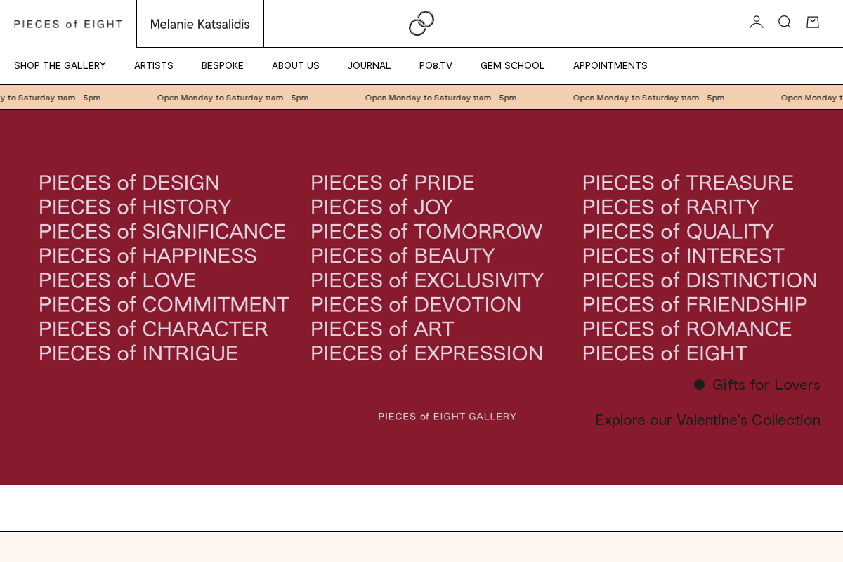 PIECES of EIGHT GALLERY homepage screenshot