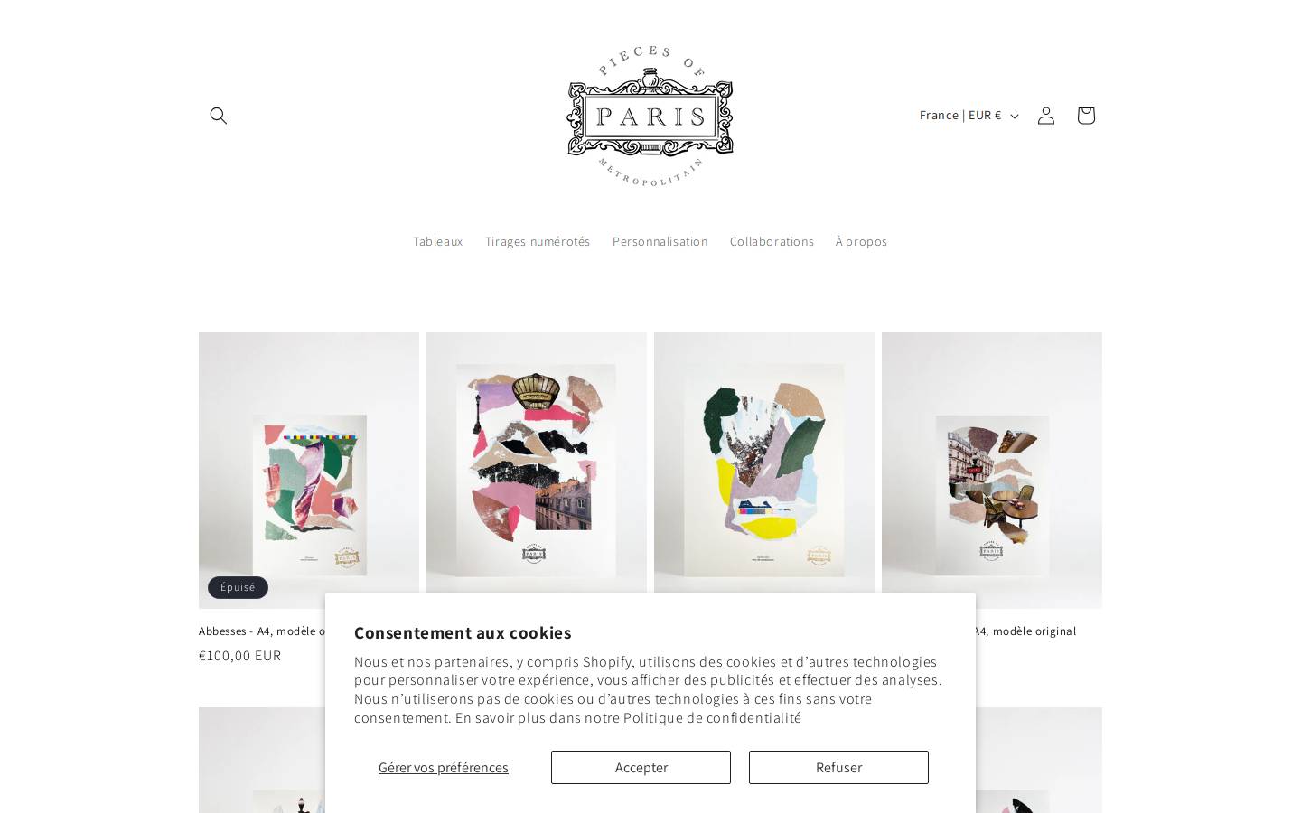 piecesofparis.fr homepage screenshot