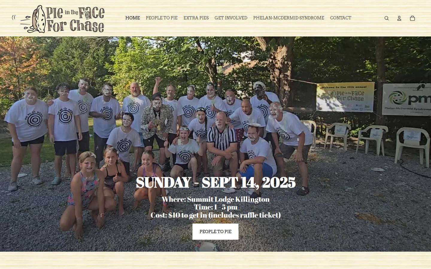 pieinthefaceforchase.com homepage screenshot