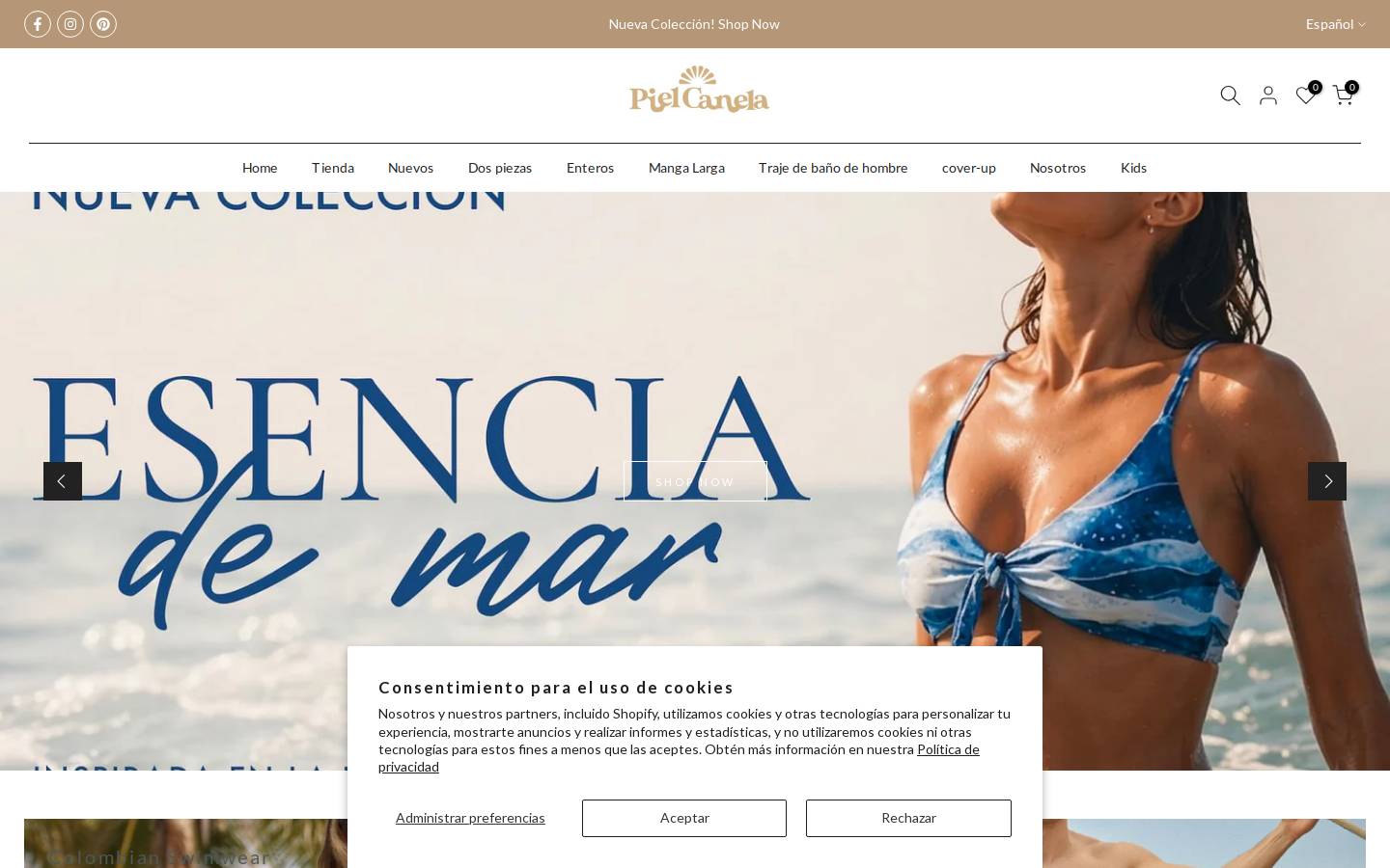 pielcanelaswimwear.com homepage screenshot