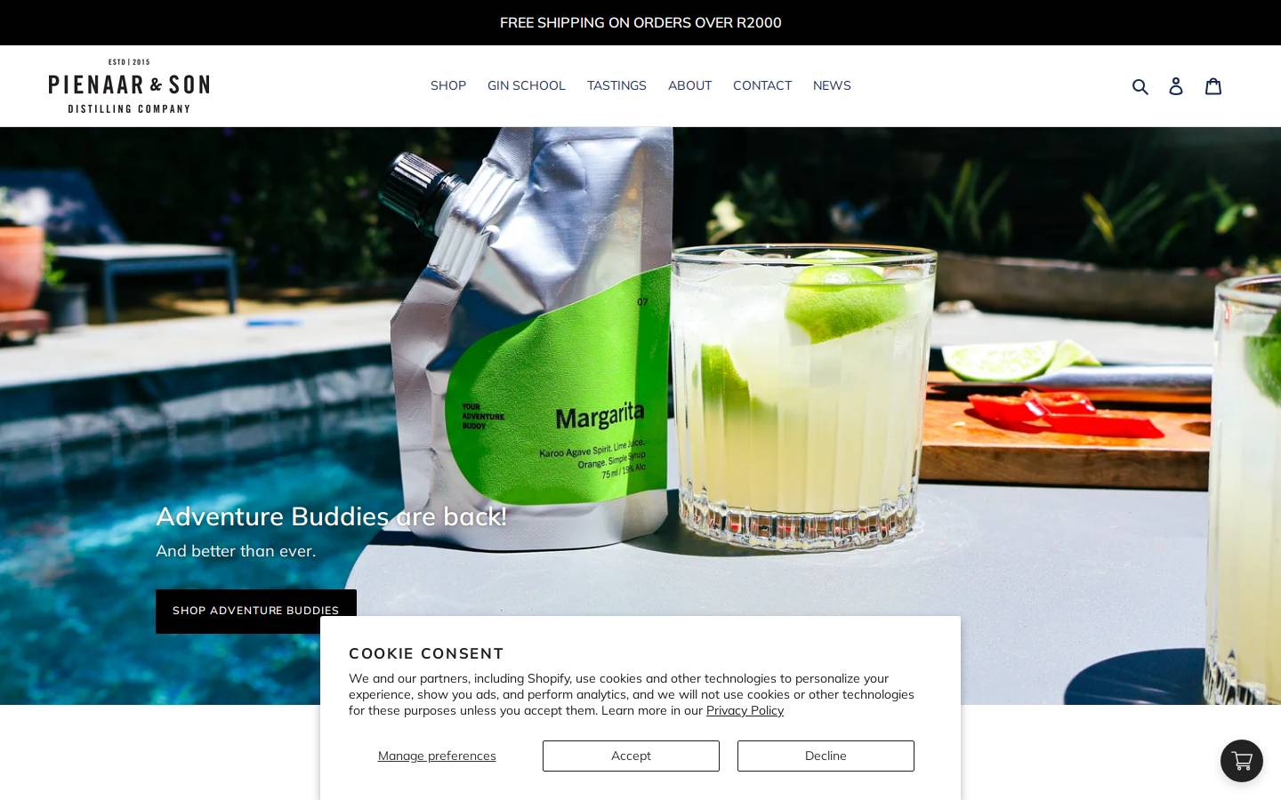 pienaarandson.co.za homepage screenshot
