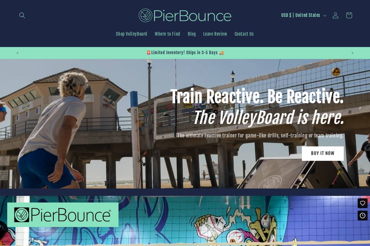 pierbounce.com homepage screenshot