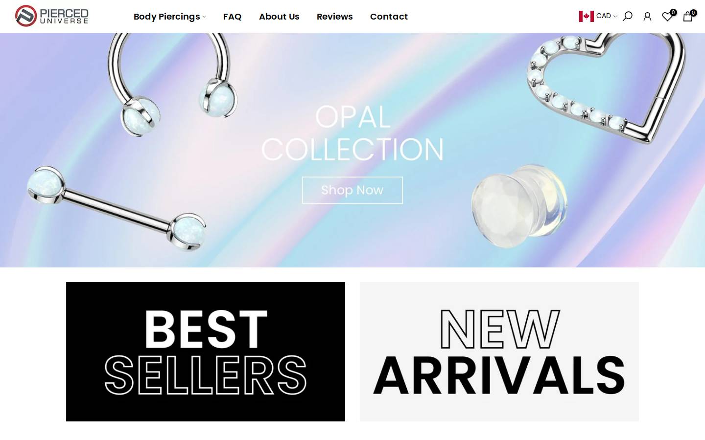 Pierceduniverse.com homepage screenshot