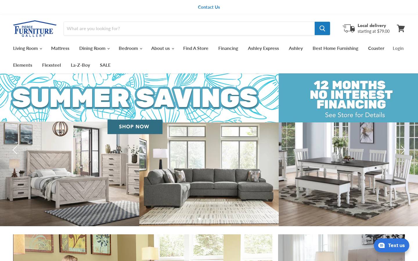 piercefurnituregallery.com homepage screenshot
