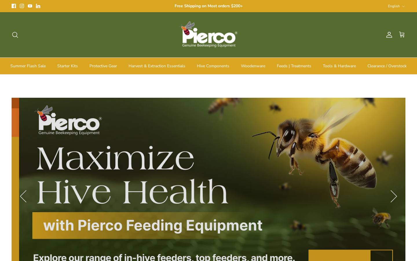 Pierco Beekeeping Equipment homepage screenshot