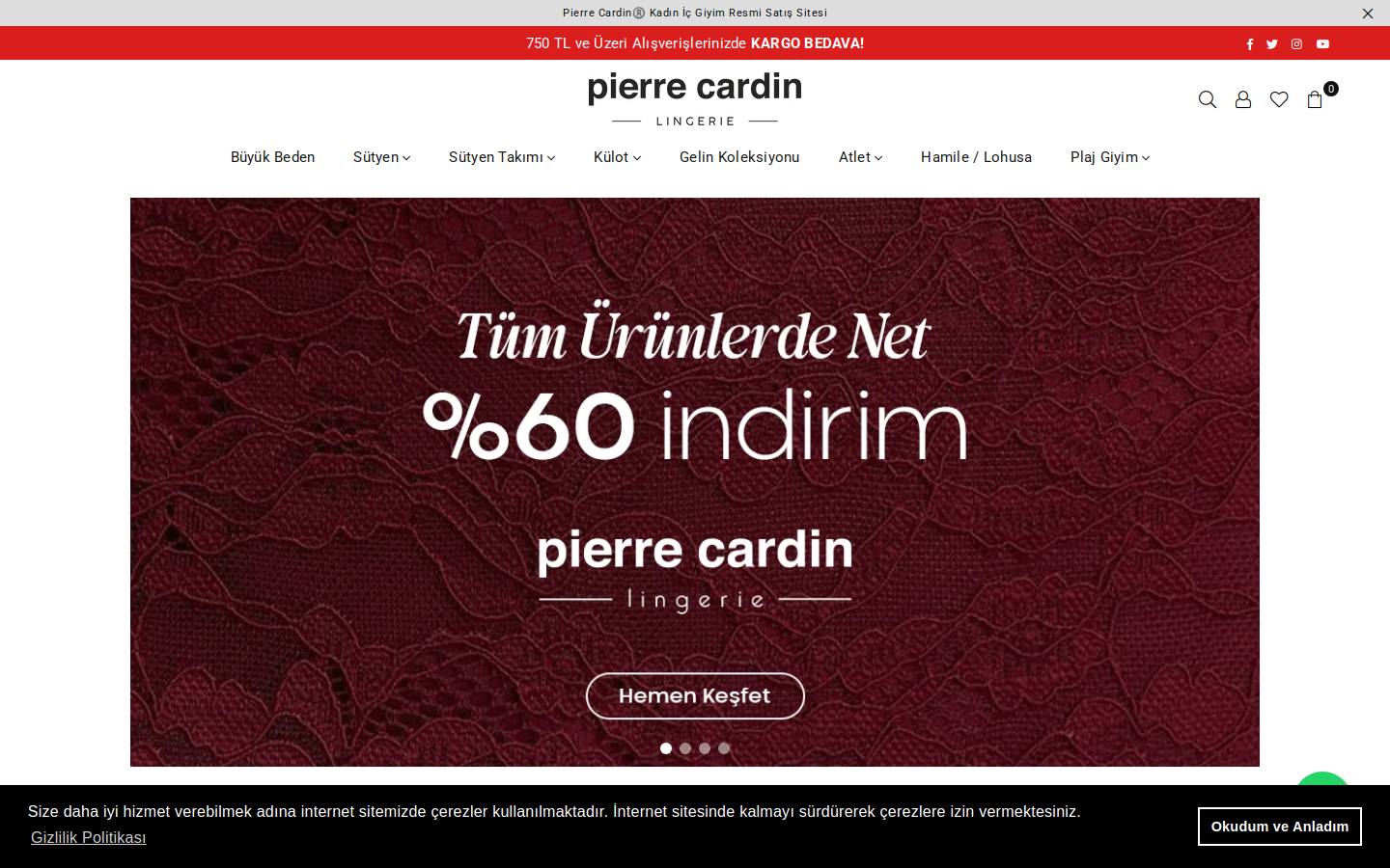 PierreCardinLingerie homepage screenshot