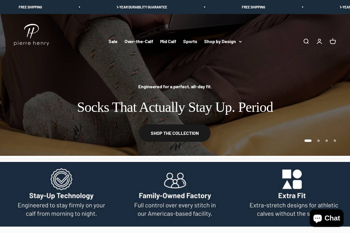 pierrehenrysocks.com homepage screenshot