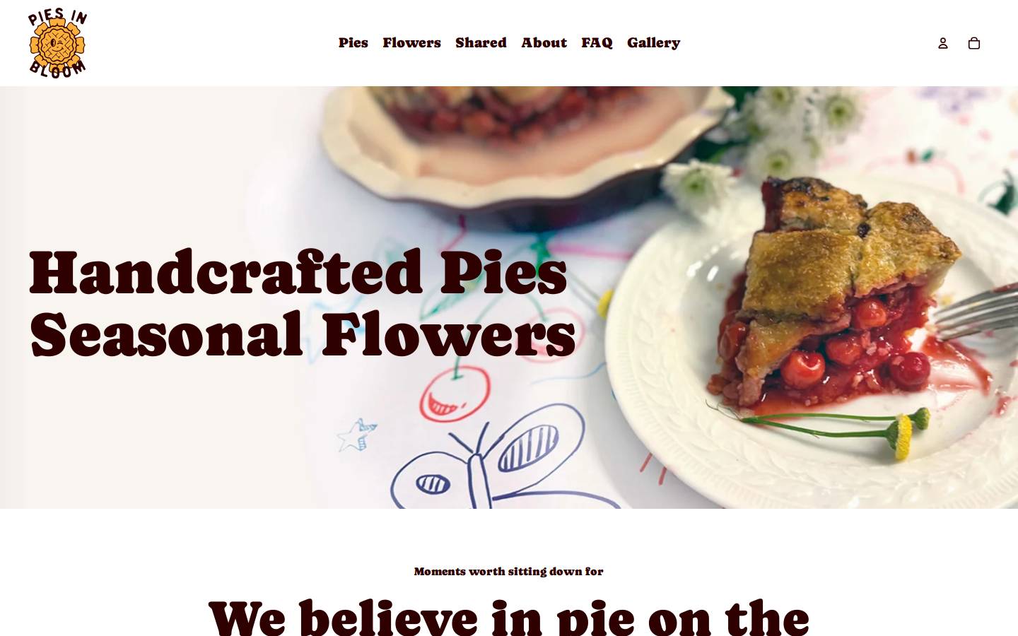 piesinbloom.com homepage screenshot