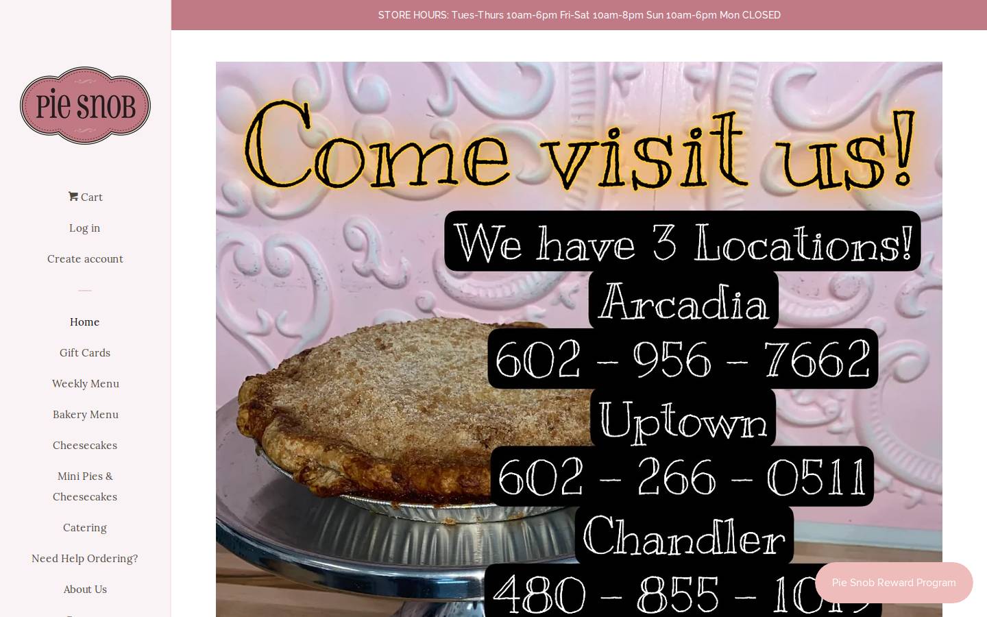 piesnob.com homepage screenshot