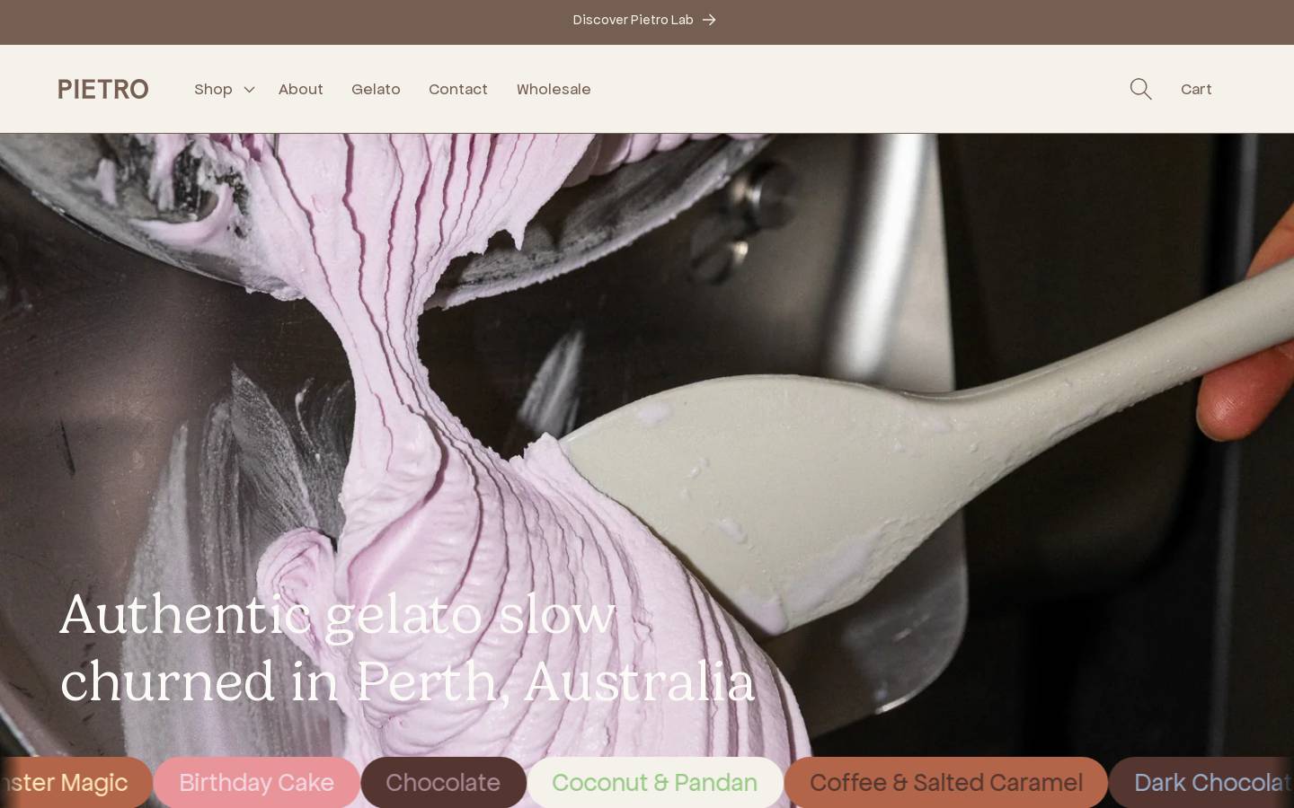 pietrogelateria.com homepage screenshot