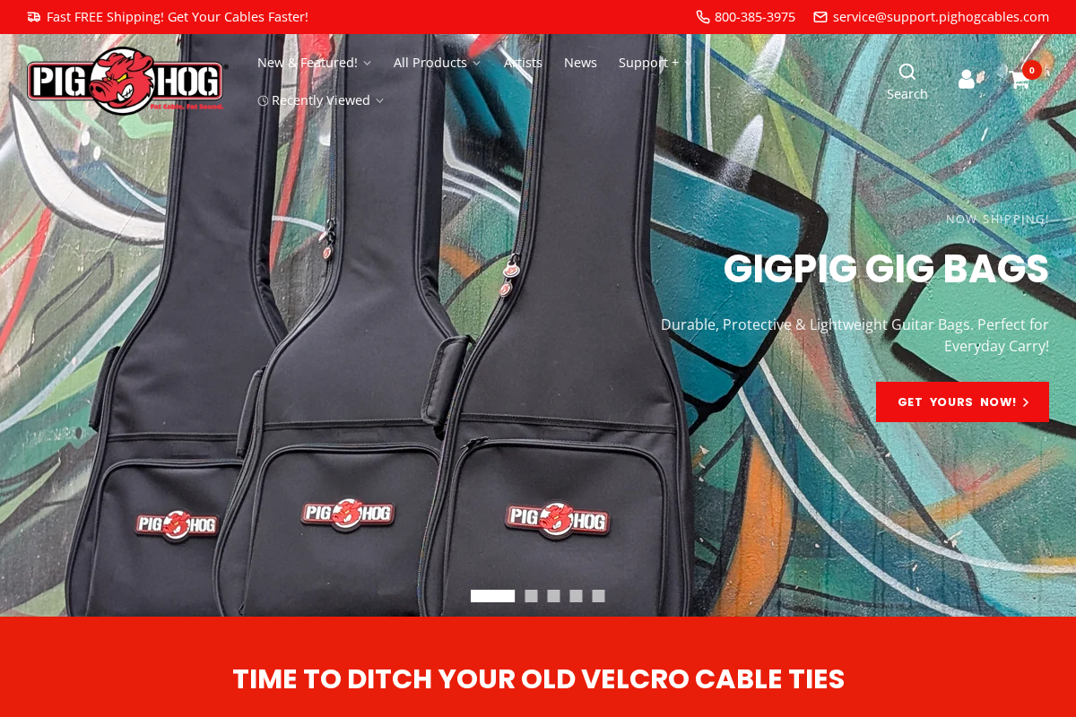 Pig Hog Cables homepage screenshot