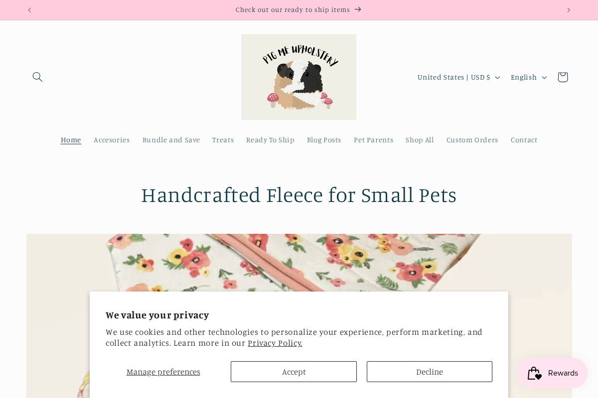 pigmeupholstery.com homepage screenshot