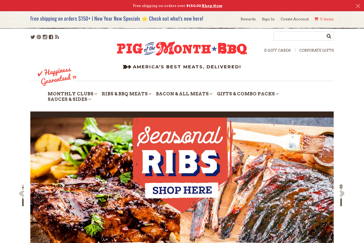 Pig of the Month BBQ homepage screenshot