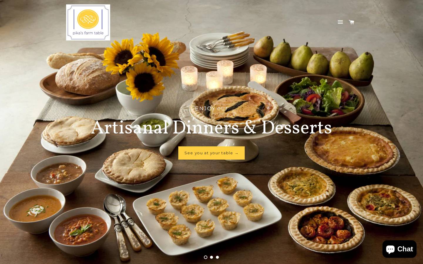 pikasfarmtable.com homepage screenshot