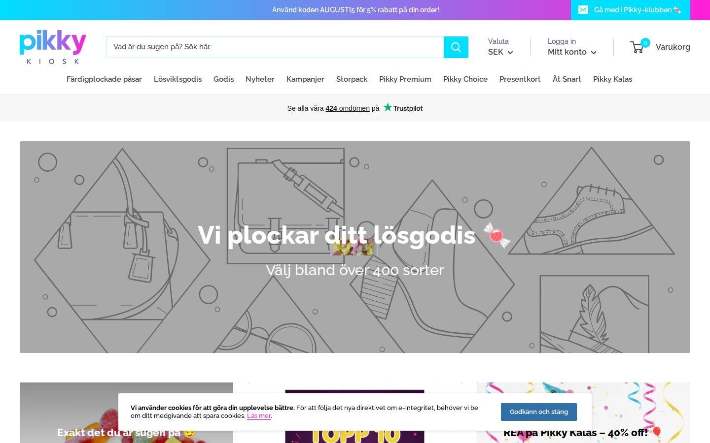 Pikky Kiosk homepage screenshot
