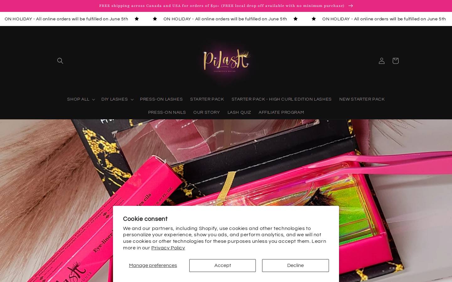 pilashcosmetics.com homepage screenshot
