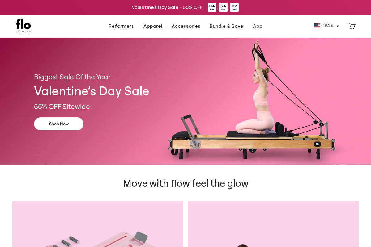 Pilatesflo homepage screenshot
