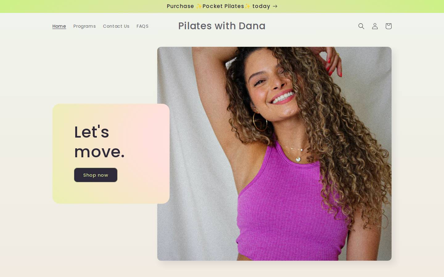 pilateswithdana.com homepage screenshot