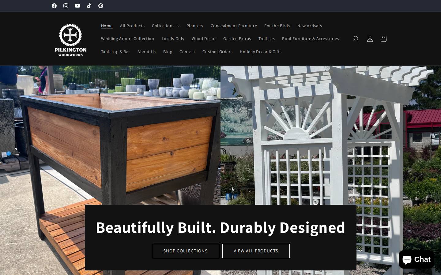 pilkingtonwoodworks.com homepage screenshot