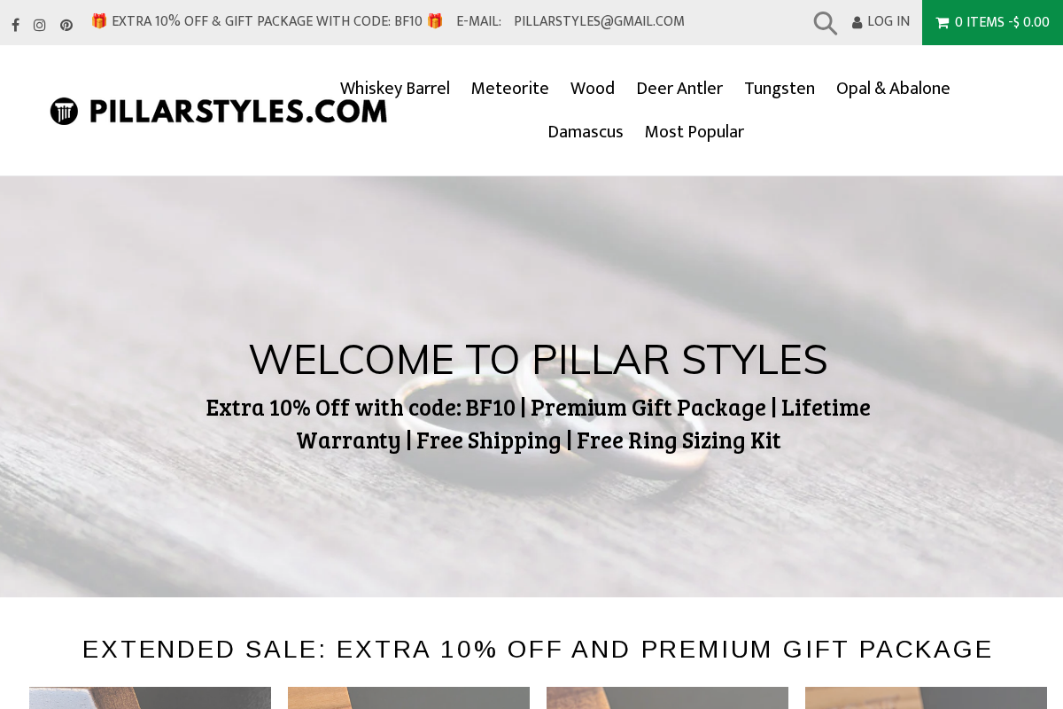 Pillar Styles homepage screenshot