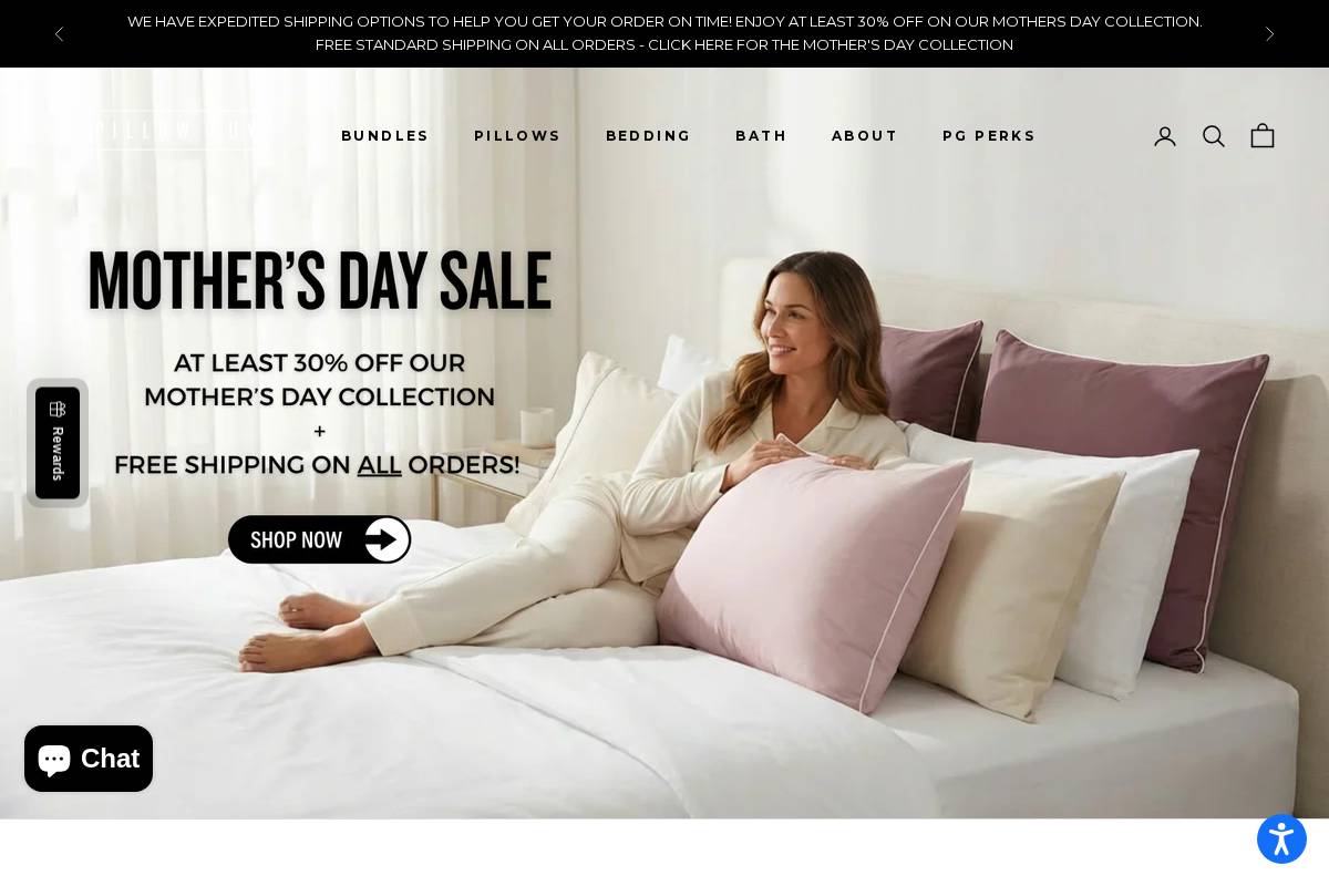 Pillow Guy homepage screenshot