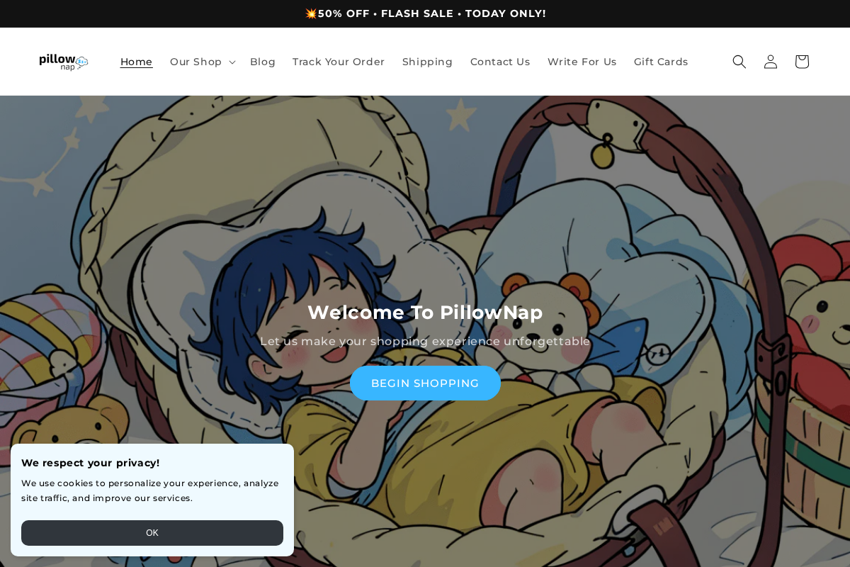 PillowNap homepage screenshot