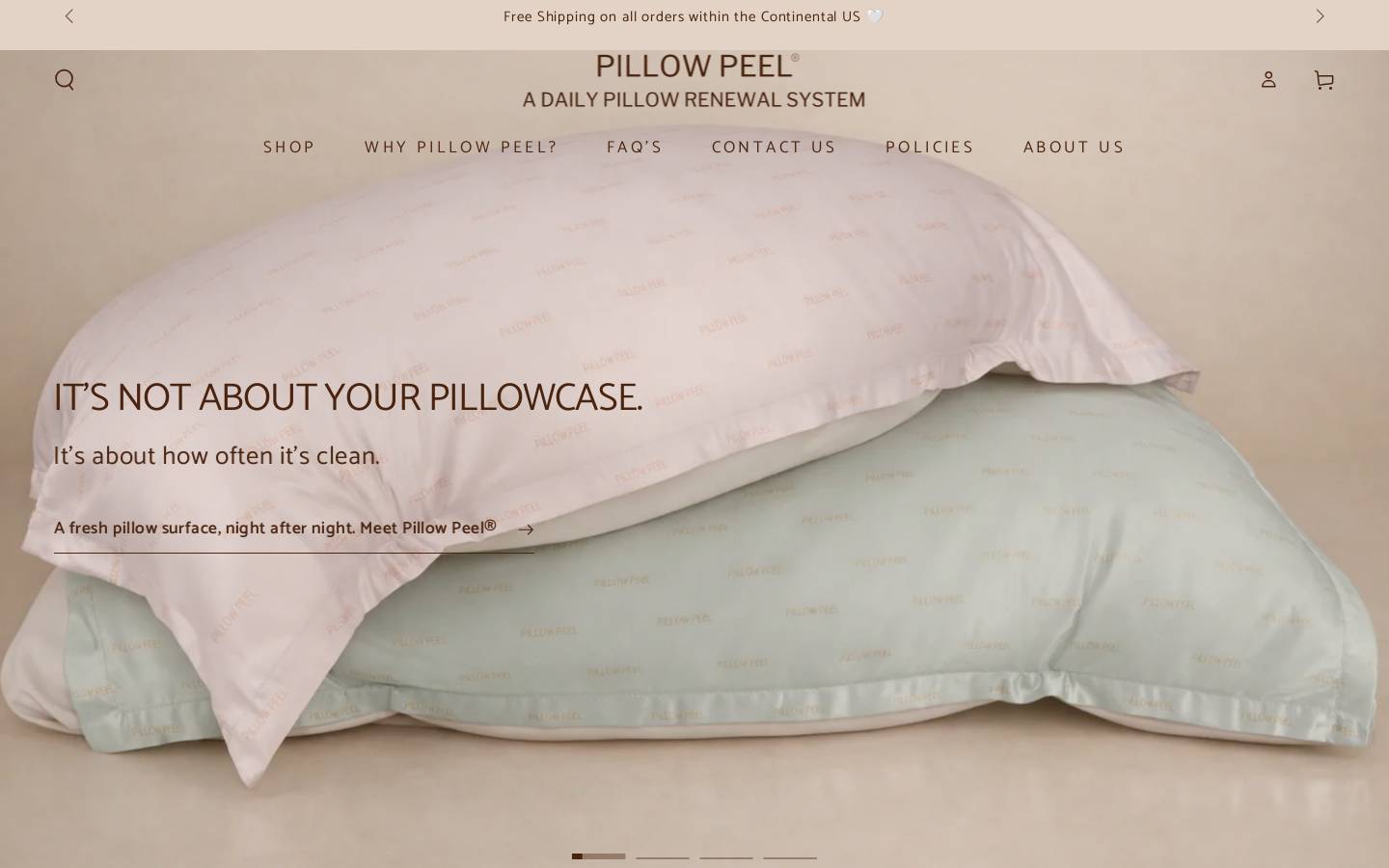 pillowpeel.com homepage screenshot