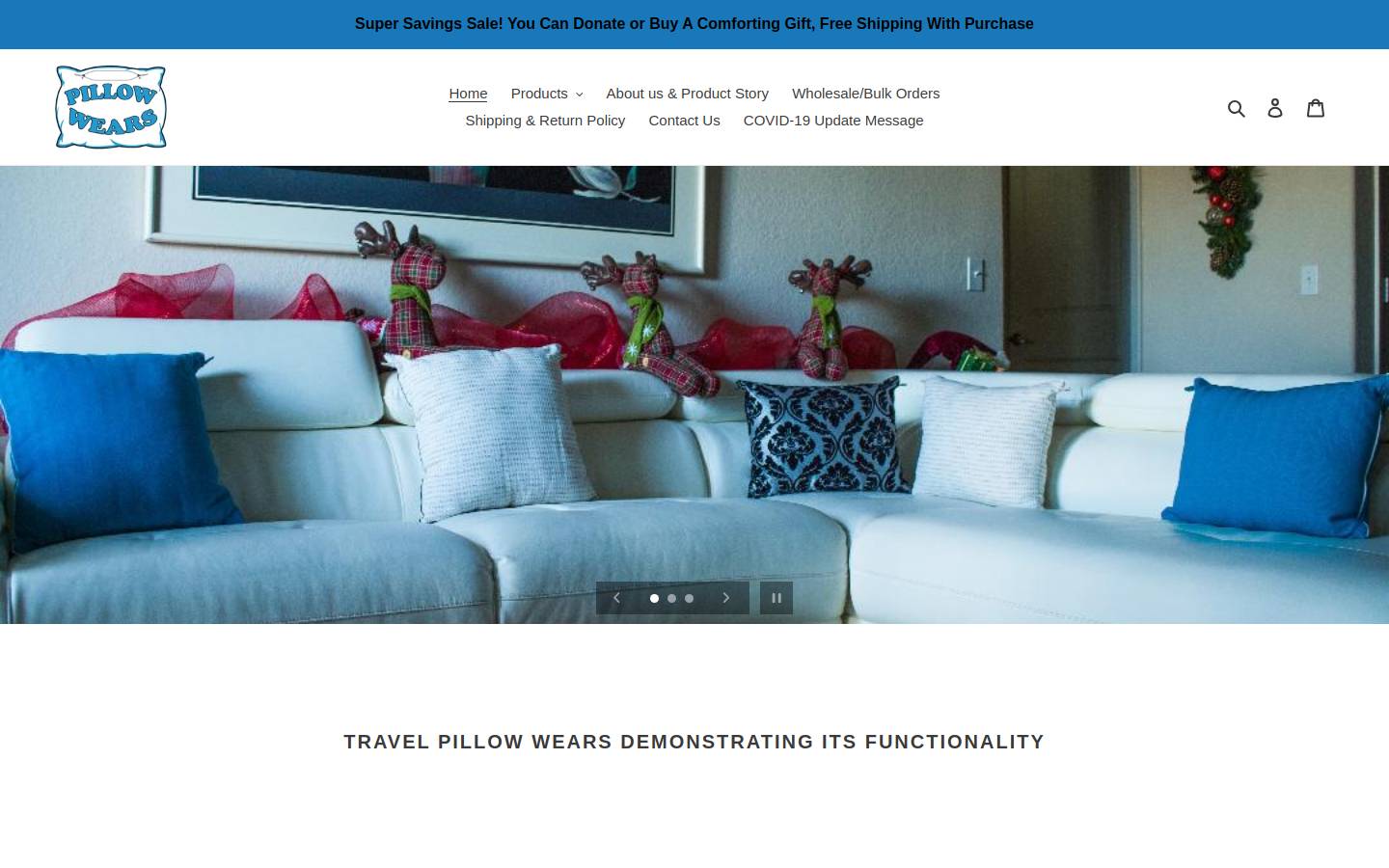 pillowwears.com homepage screenshot
