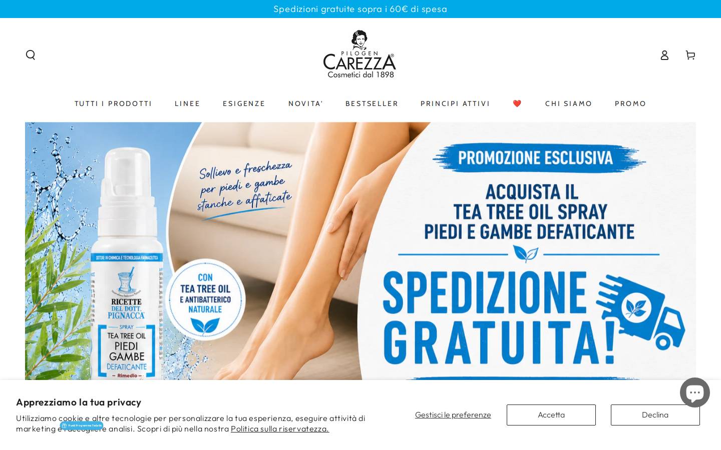 Pilogen Carezza homepage screenshot