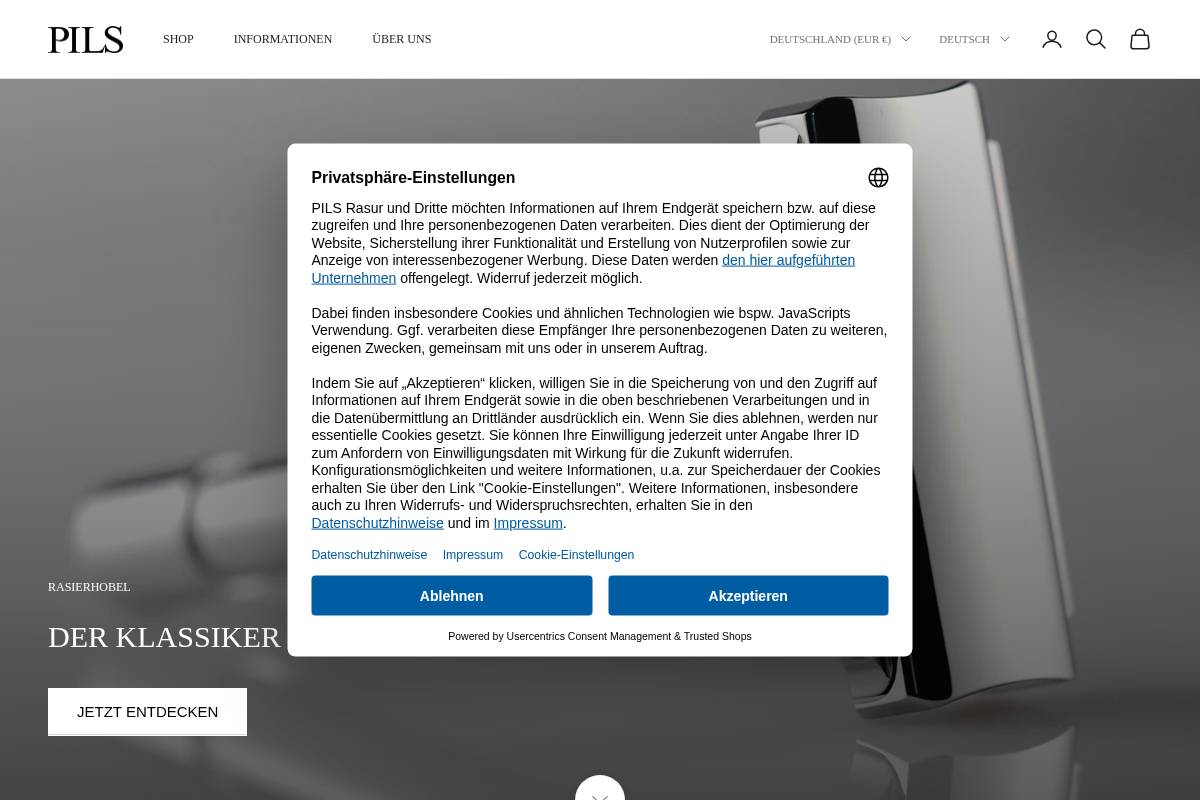 PILS Rasur homepage screenshot