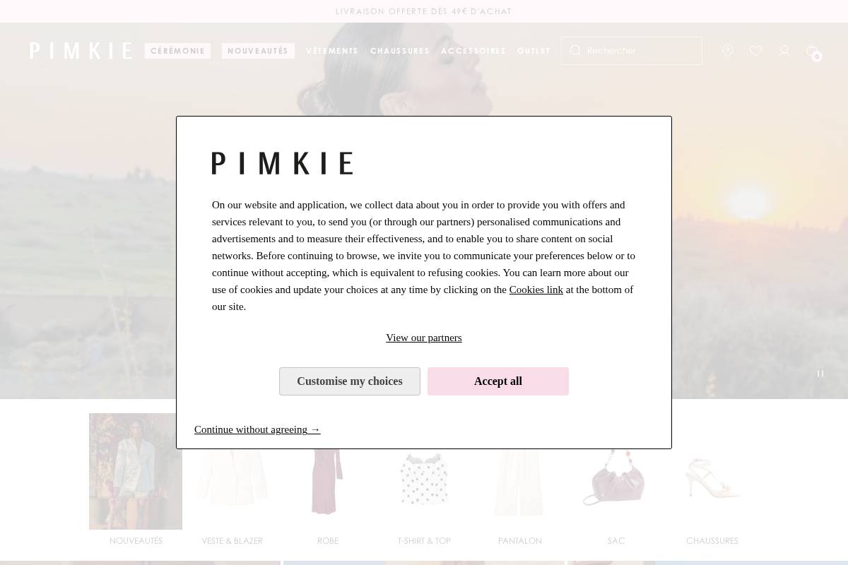 Pimkie homepage screenshot