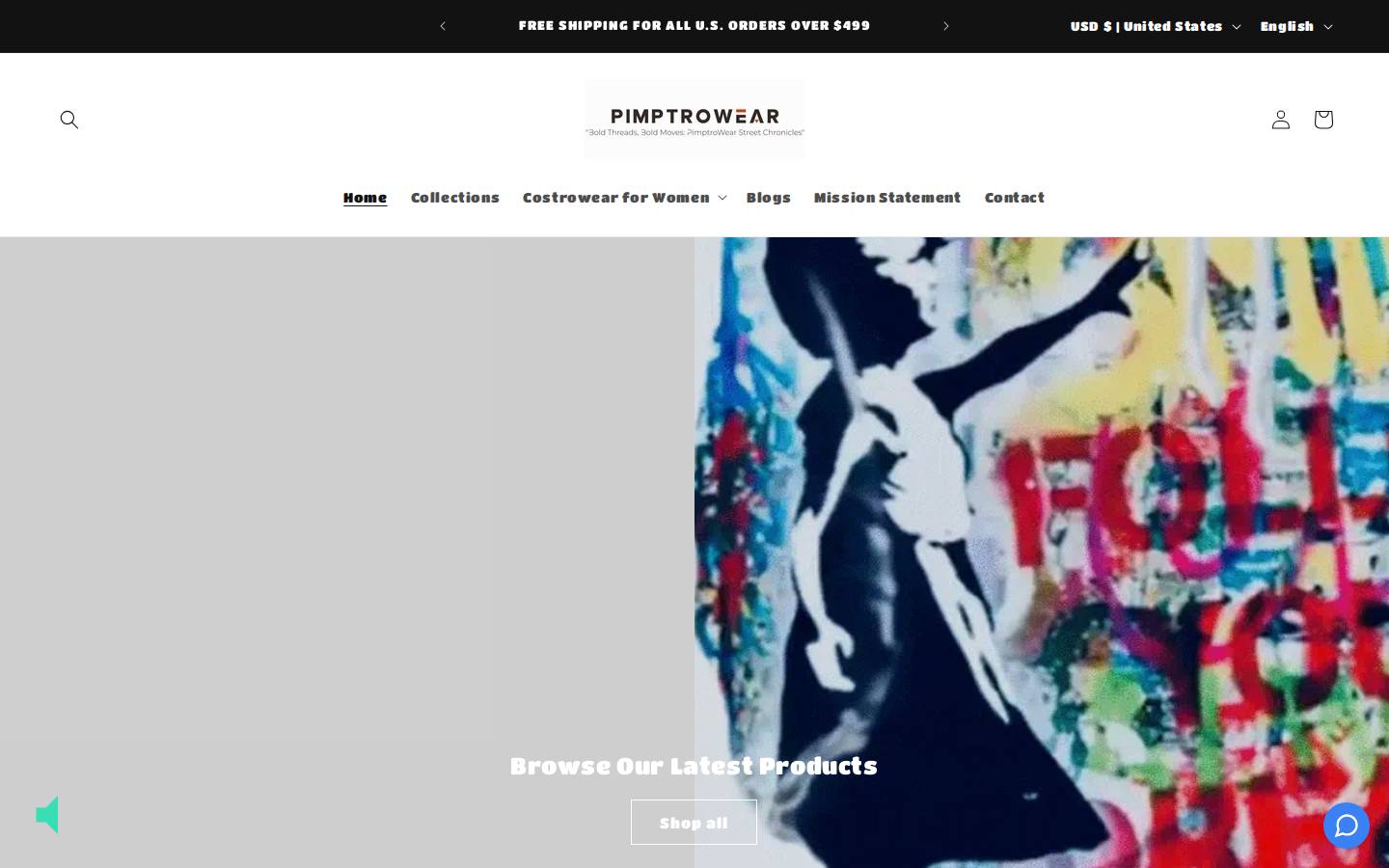Pimptrowear homepage screenshot