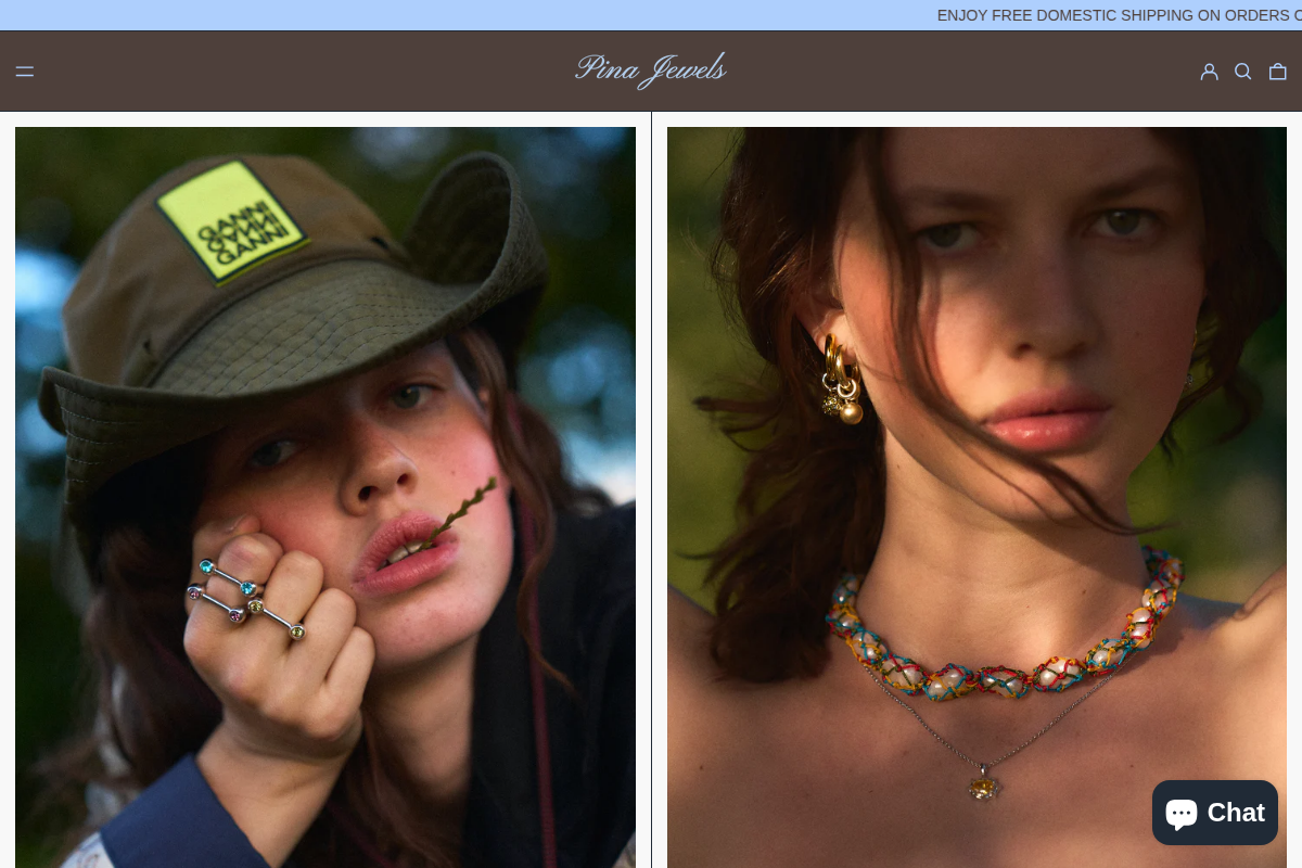 pinajewel.com homepage screenshot